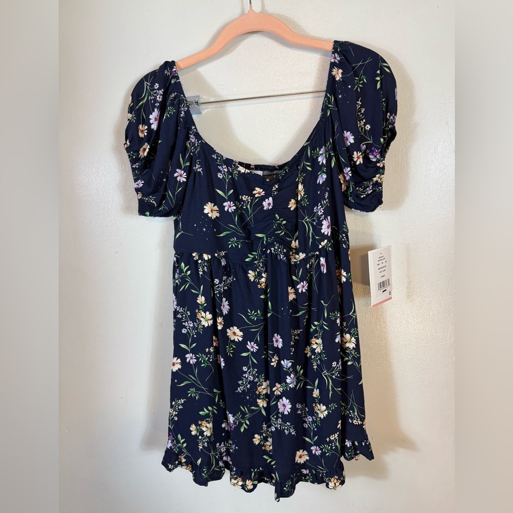 Motherhood‎ Maternity Blouse Floral Smocked Blue Small NWT